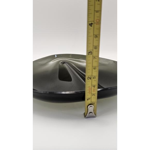 Vintage Smoke Glass Divided Candy Bowl Ellipitical Mid Century Modern Dish VGC - Picture 8 of 8